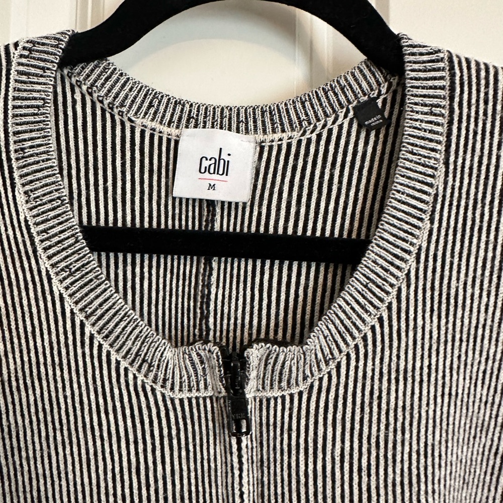 CAbi Navy and White Cardigan Sweater Relaxed Fit - Picture 6 of 7